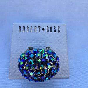 Fashion Ring Embellished Blue/Violet Stones with Elastic Band